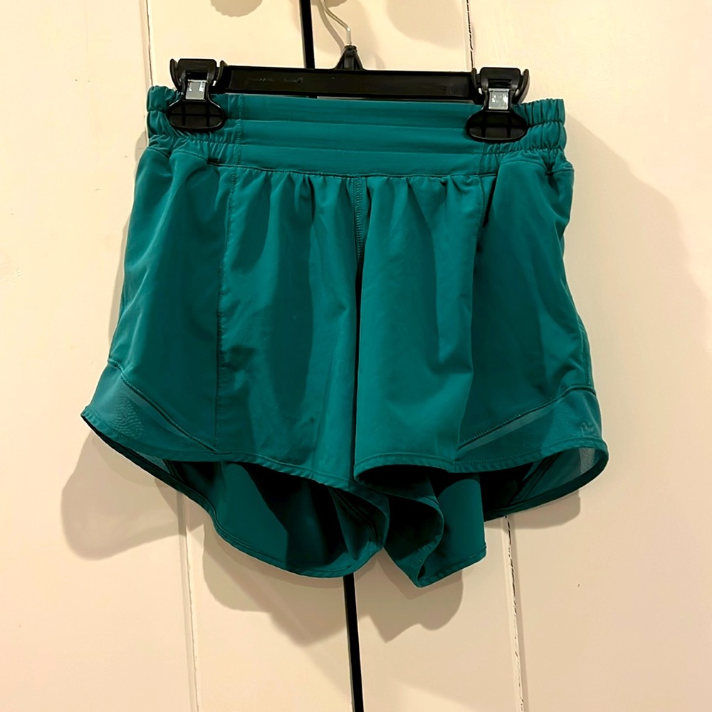 Lululemon teal shorts 4inch high waist size 2
